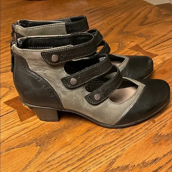 Earth Brand Serrano Black & Gray Women's size 6 heels with Velcro & zip closure - Picture 6 of 7